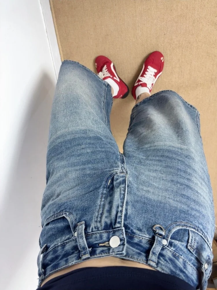 

American Style Vintage Denim Seven-Foot Pants Women's Summer Thin Slimming Loose High Waist Straight Leg Wide Leg Shorts