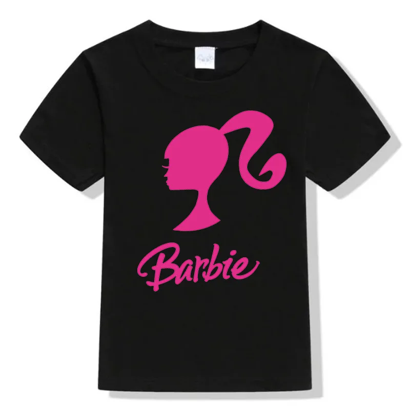 Cute Barbie 2024 New Women\'s T-Shirt Short Sleeve Fashion Casual Polyester Letter Print Round Neck Cartoon Girl T-Shirt Gift