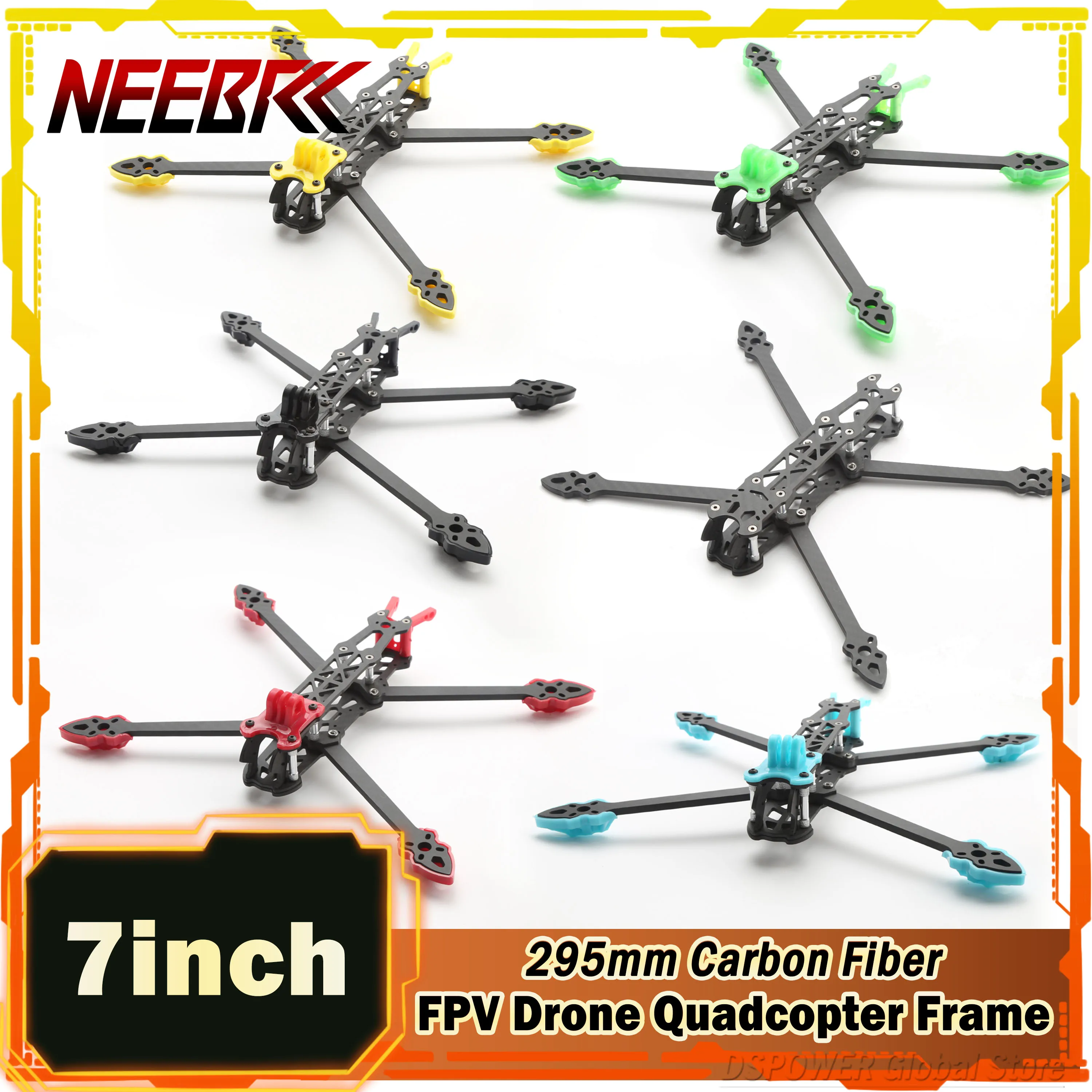 NEEBRC 7inch FPV Frame 295mm Carbon Fiber Kit for Mark4 RC Racing Drone Quadcopter Four-axle Aerial Model Plane Rack Freestyle