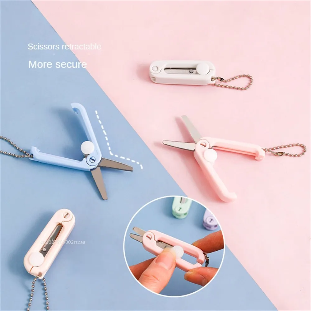 Portable Mini Tailor\'s Scissors Creative Retractable Folding Scissors Morandi Color Safe Multifunctional Scissors Paper-Cutting