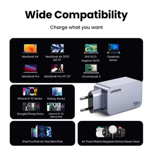 Pengisi Daya UGREEN 100W GaN Pengisi Daya USB C QC4. 0 3.0 Pengisian Cepat untuk Tablet Laptop Macbook Pengisi Daya Cepat PD untuk iPhone 16 15 14 Pro 10 pengisi daya laptop penjualan terbaik - №