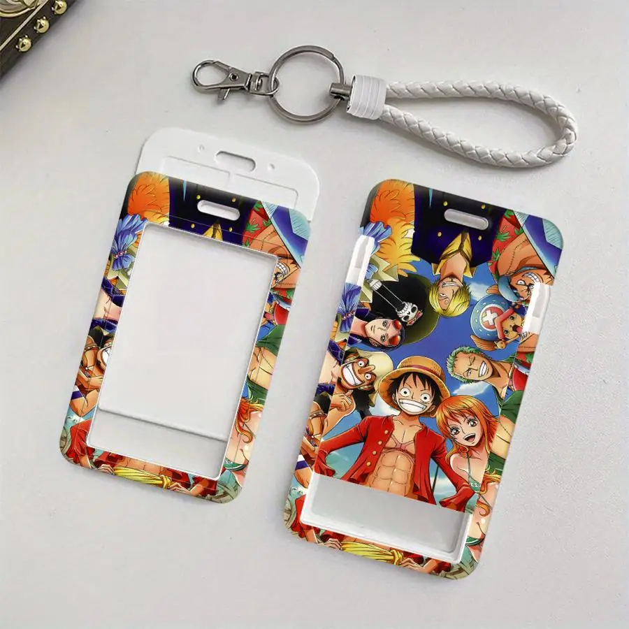Colorful One Piece Character Cover Case 1Pc Card Holder Retractable Credit Card Holders Holders Child Bus with lanyard Bank ID