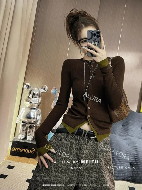 

Spring Knitted Color Blo Women's Open Cardigan High Quali Faionable Unique Sweater Jaet Medium Softn Long Sve