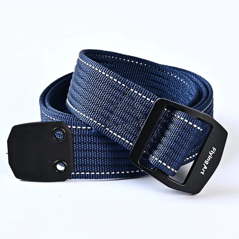 

Fashion Mens Heel Bar Buckle Waist Belts Metel Breathable Nylon Tought Outdoor Leisure Cinto Jeans Accessories Street Summer