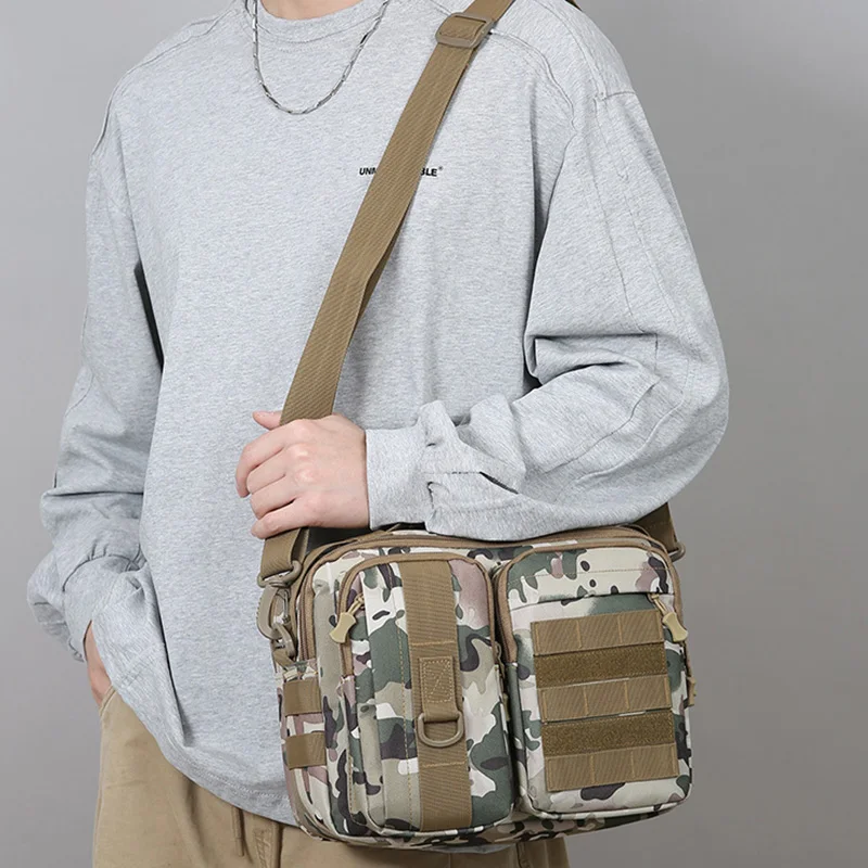 Tactical Multi-Functional Single Shoulder Bag for Men Outdoor Fishing Camouflage Crossbody Lightweight Multiuse Nylon Bag