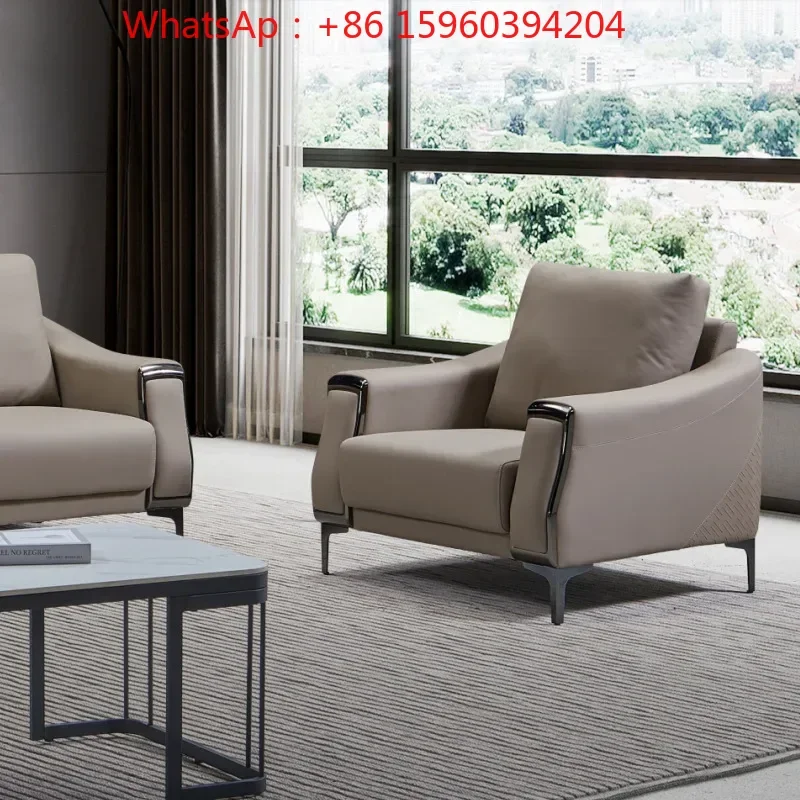 High-end cat claw leather office sofa tea table business simple living area negotiation reception office sofa combination
