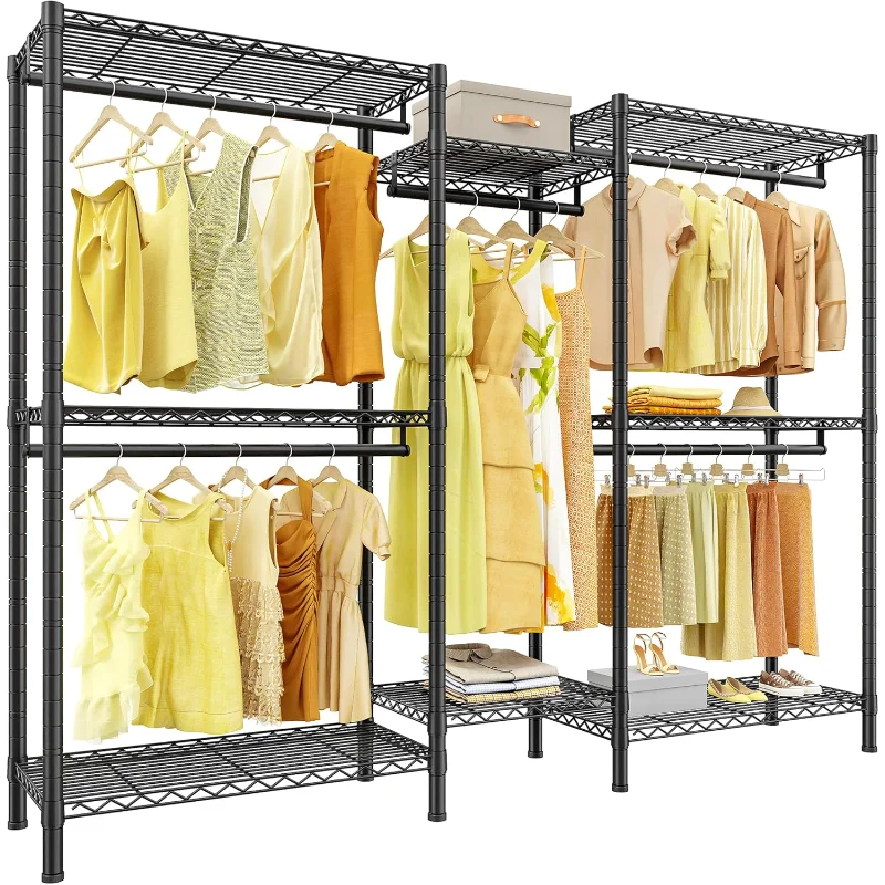 

Raybee Clothes Rack,Clothing Racks for Hanging Clothes Heavy Duty,Adjustable Garment Rack with Shelves,Portable Closet Max Load