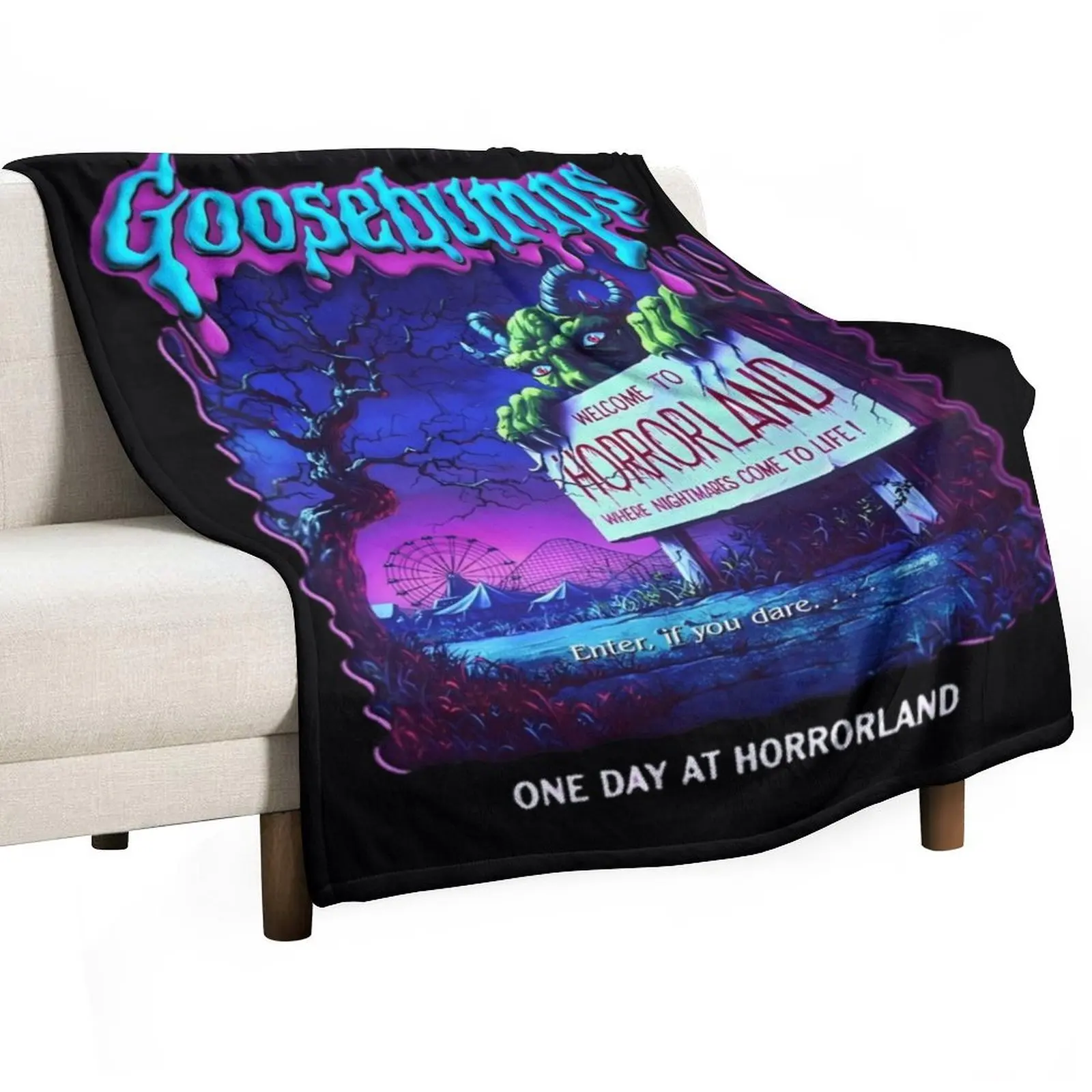 Goosebumps One Day At HorrorLand \t Throw Blanket Retros Large Furrys Nap decorative Decorative Throw Blankets