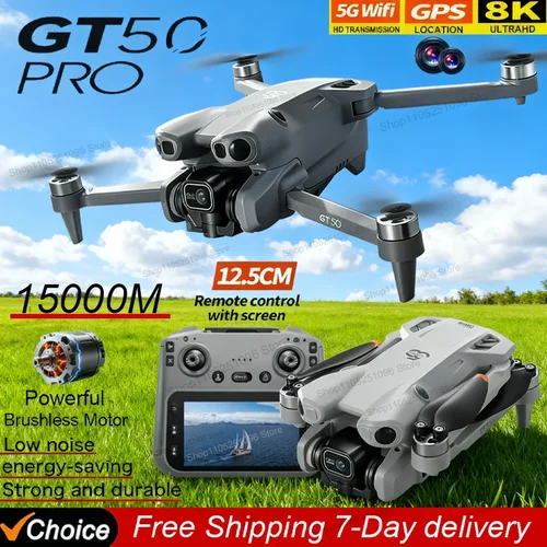 Imagen 1 del producto NUEVO Dron RC GT50 PRO 8K HD con Cámaras Duales, WiFi, GPS, 20 Minutos de Vuelo, Fotografía Aérea, Quadcopter, Control Remoto, UAV, Juguetes para Niños, Regalos