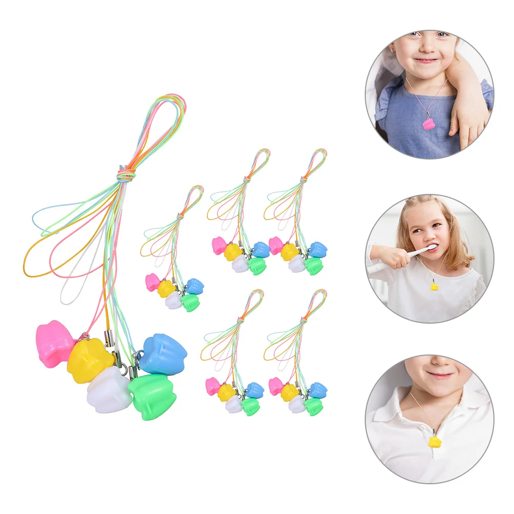 30 Pcs Baby Teeth Preservation Box Kid Tooth Holder Rack Kids Cotton Thread Necklace