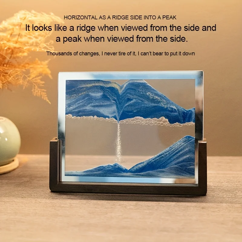 1pc 3D Quicksand Hourglass Tempered Glass Art Ornament Home Room Car Decor Creative Sand Painting Desktop Craft Perfect Gift Ide