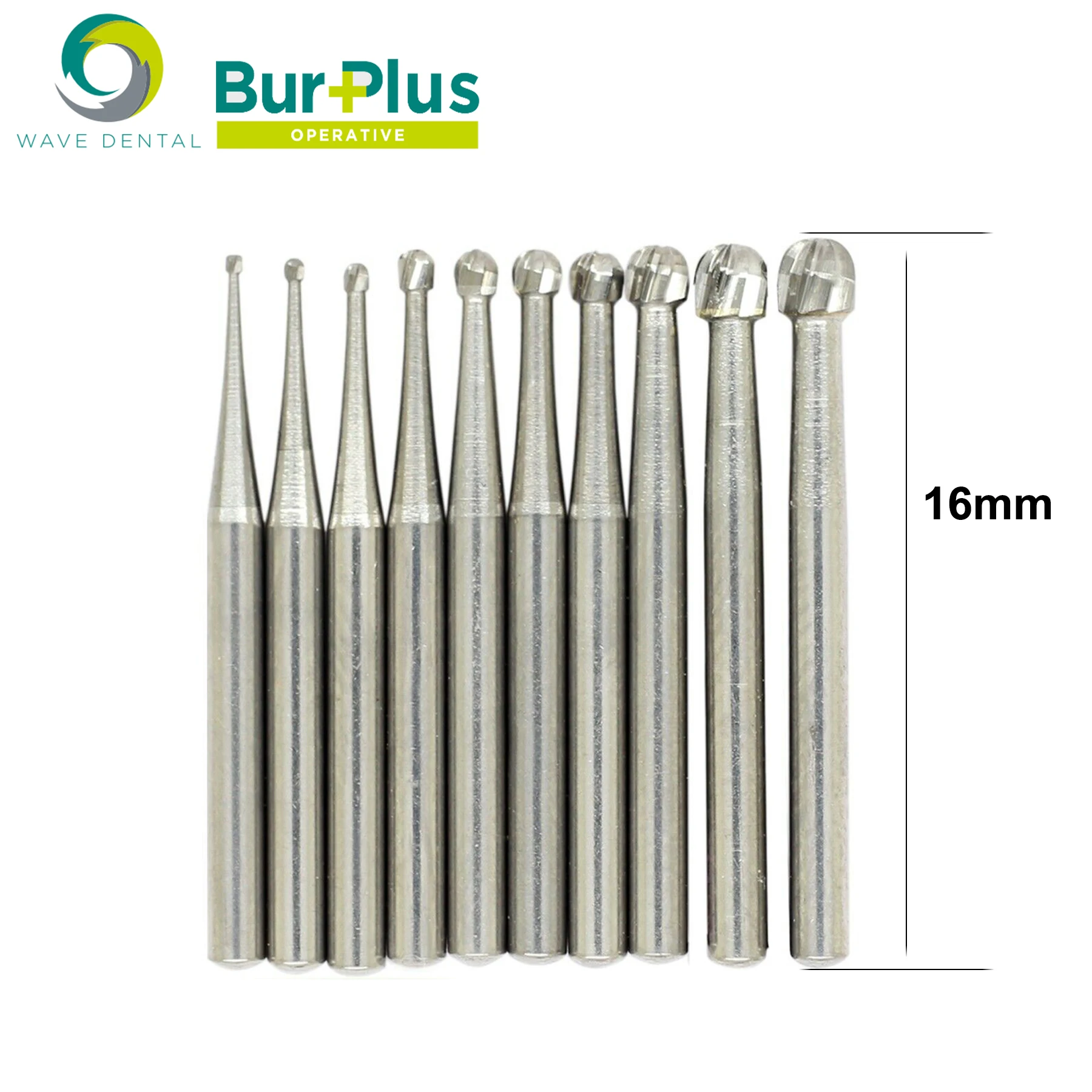 WAVE Dental Tungsten Carbide Bur Round Ball Head Dental Drill FG For High Speed Handpiece Dia.1.6mm 5Pcs/pack