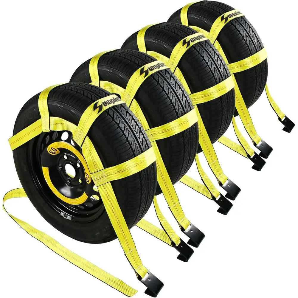 

Heavy-Duty 4-Pack Tow Straps for Cars and Trailers, 14-19 Adjustable, Essential for Hauling Vehicles
