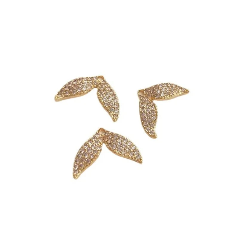 Full Zirconium Fishtail Pendant 14K Gold Color Whale Mermaid Tail Pendant Handmade DIY Jewelry Earrings Accessories view 5