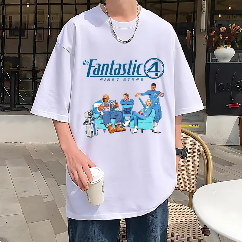 

2025 The Fantastic Four First Steps Movie Hot sale T Shirt Men Woman Fashion Oversized t-shirt vintage Cotton short sleeve Tees