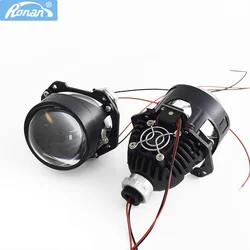 Ronan 40W 2.5'' Bi-Led Lens for H1 H4 H7 9005/9006 Socket Car Headlight Retrofit Upgrade Full Kit with LED Shrouds White Yellow