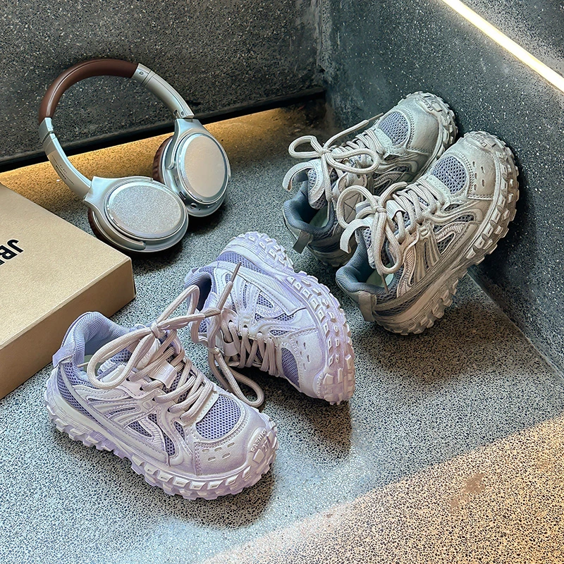 

2025 NEW Autumn New Children's Boys Girls School Sole Shoes Kid Heavy Industry Worn Out Anti Slip Sports Shoes