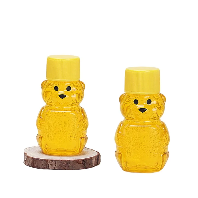 1000 Pieces Small Bear Honey Jar 60ML/2oz Food Grade PET Mini Dispenser Bottle with Caps Portable Juice Bottle for Honey Shops