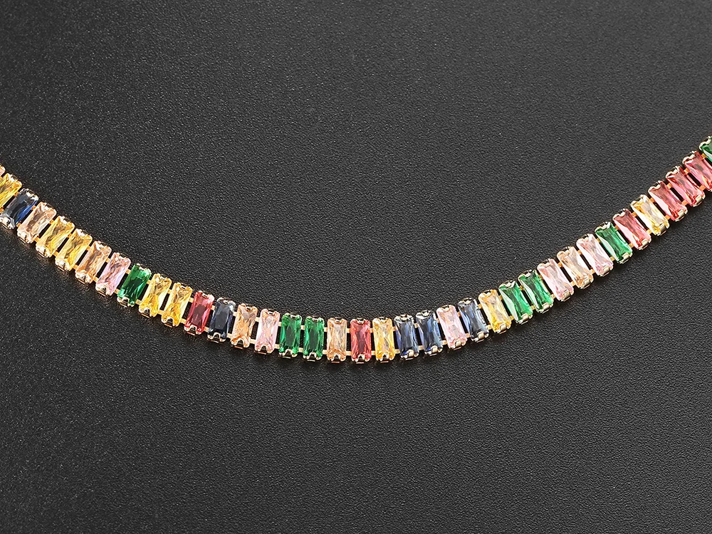 Diamant Tennis Choker Halskette für Frauen Luxus Dazzling Iced Out Zirkonia Kragen Kette auf Neck Hochzeit Partei Schmuck Großhandel – Detail 7