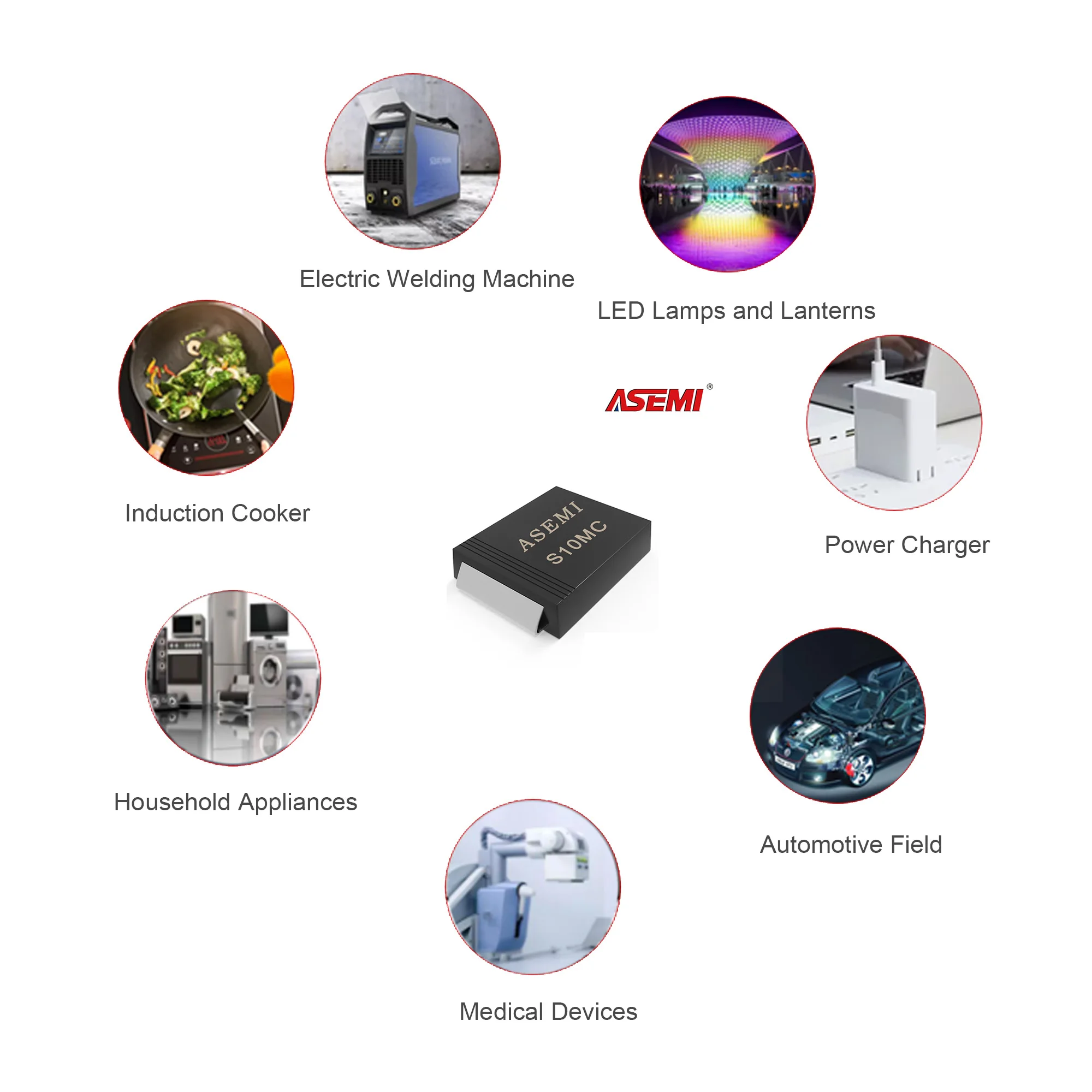 Новые диоды ASEMI, 20 шт., S10MC S10M SMC, 10 А, 1000 в