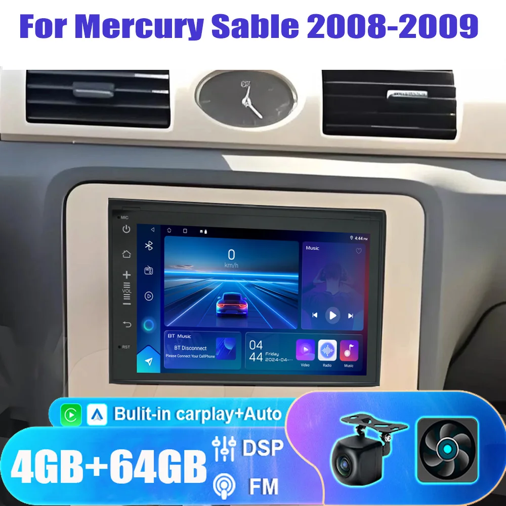 

7" 4+64GB For Mercury Sable 2008-2009 Car Stereo Radio Apple Carplay Android Auto Head Unit GPS Navi Reversing Image