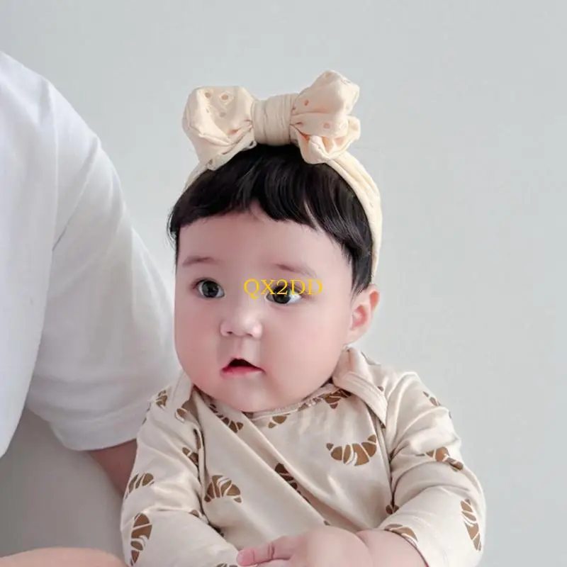 

Infant Comfortable Hairband with Decorative Bowknot & Faux Bangs Baby Headwear