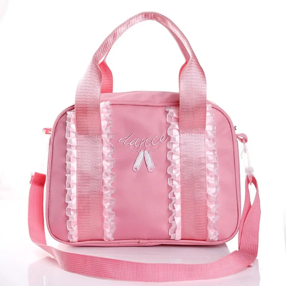 Cute Sweet Lace Ballet Shoulder Bag Dance Shoes Embroidery Canvas Handbag Waterproof Dance Bag Girls
