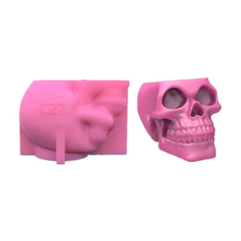 3D Skull Flowerpot Epoxy Resin Mold Plant Pot Concrete Plaster Silicone Mould N58F