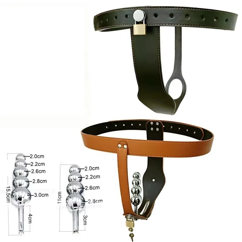 Leather T-shaped Adjustable Chastity Belt for Women BDSM Wearable Female Masturbator Panty Lock Sexy Toy