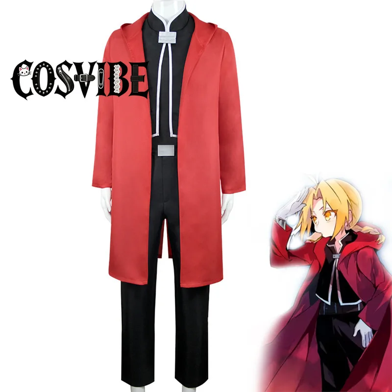 

Anime Full Metal Alchemist Cosplay Edward Elric Costume cosplay wigs FullMetal Alchemist hooded coat Custom Made shoes Halloween