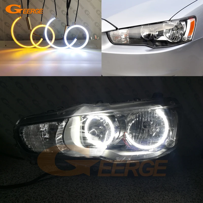 

For Mitsubishi Lancer VIII 10 X EVO Galant Fortis Proton Inspira Ultra Bright DRL Turn Signal LED Angel Eyes Kit Halo Rings