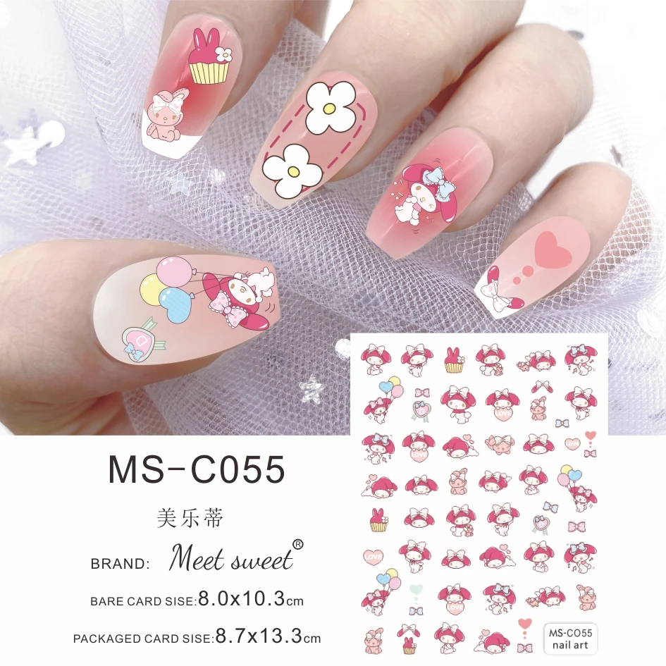 Sanrio My Melody Nail Sticker Figure Cartoon Kuromi Nail Supplies Nail Decals Hello Kitty Stickers For Nails DlY Nail Decoration