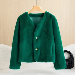 High-Quality Mink Jacket Women's 2026 Autumn Winter New Fur-Fur Integration Coat Light Luxury Mao Mao Outwear Female V-Neck Tops