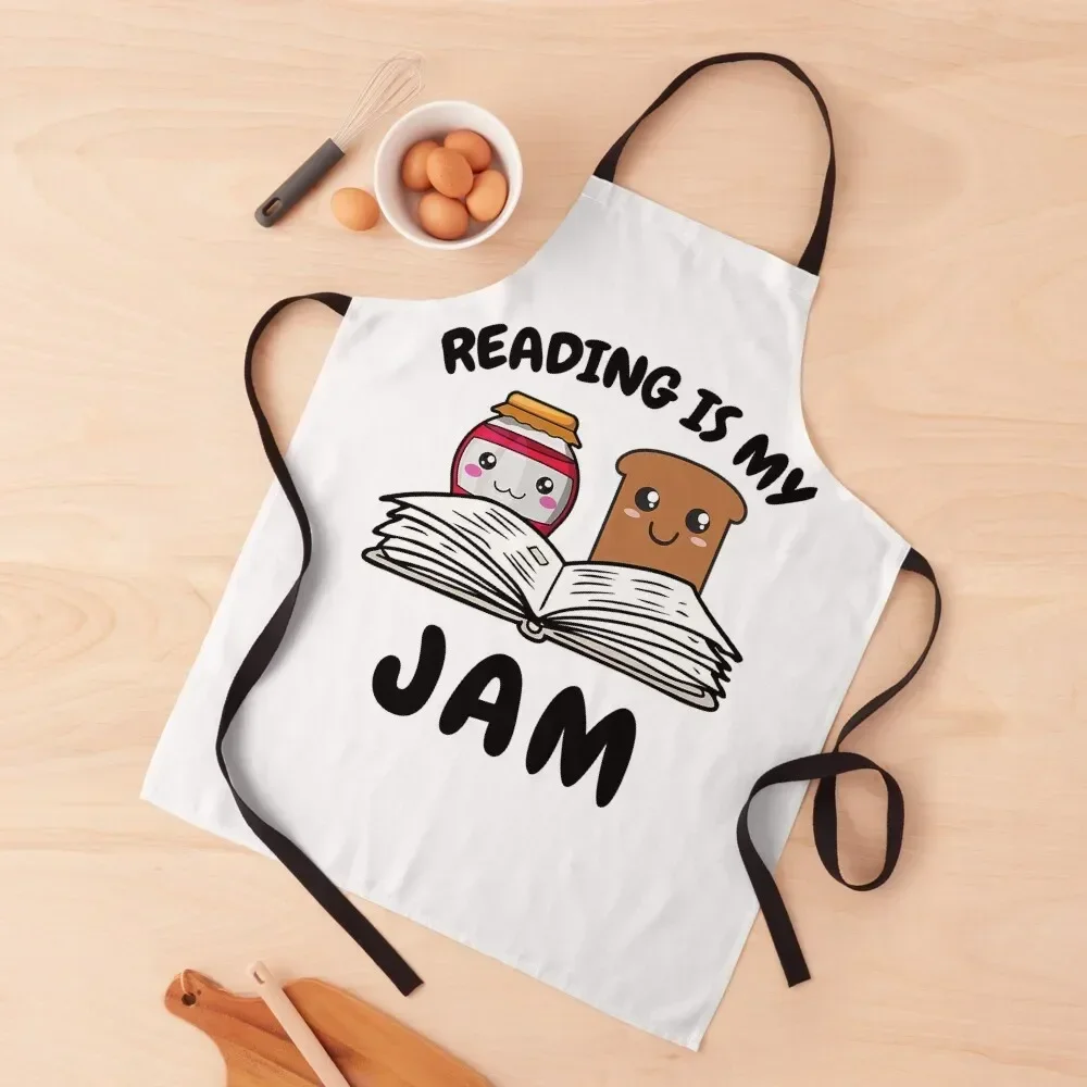 

Funny Reading Is My Jam for Teacher Nerd Bookworm Book Lover Apron for women with pocket Dress Men'ss christmas Apron