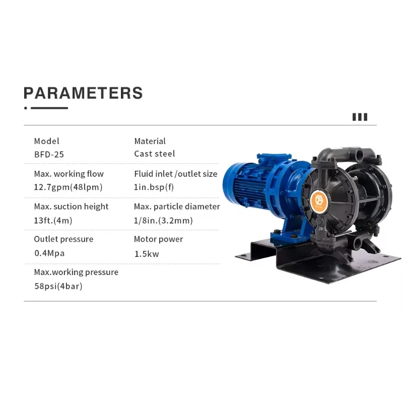 BFDS-25G 1-дюймовый электрический мембранный насос Производитель Стенточные водные ежедневные мембранные насосы
