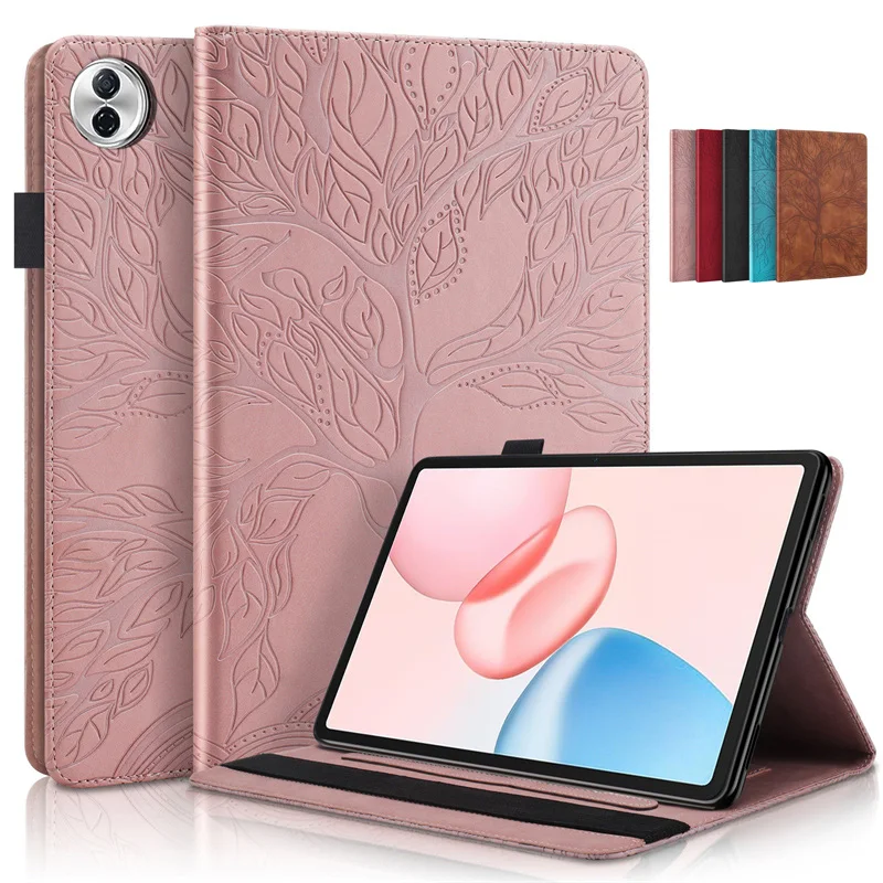 Coque For Honor Pad 10 Case 12.1 inch Embossed Tree PU Leather Wallet Flip Cover For Funda Honor Pad 10 12.1 2025 Case Cover