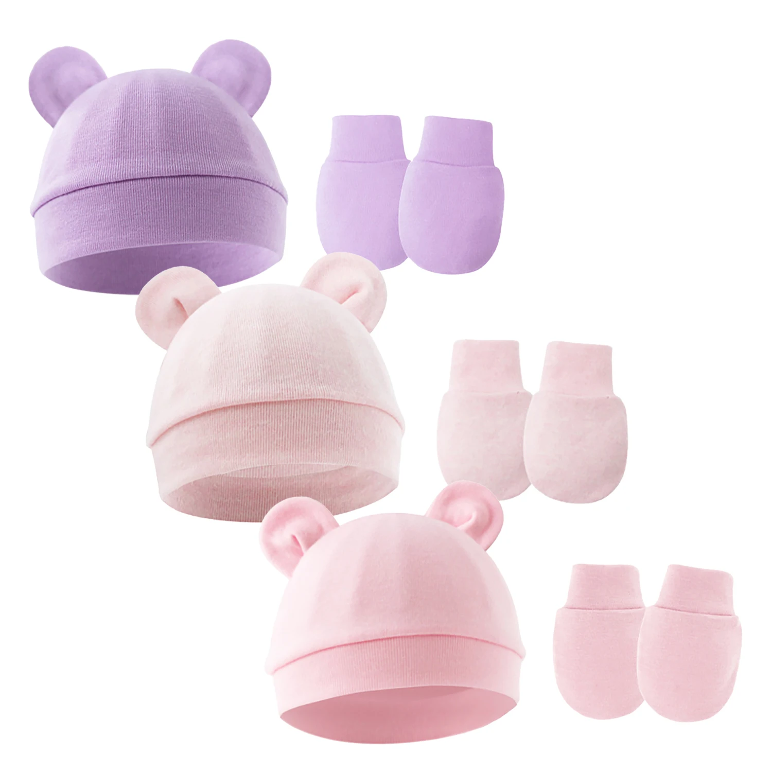 Topi Turban Bayi Telinga Beruang Lucu Warna Solid, Kupluk Bayi untuk Anak Perempuan dan Laki-laki, Topi India Katun Lembut, Penutup Kepala Balita