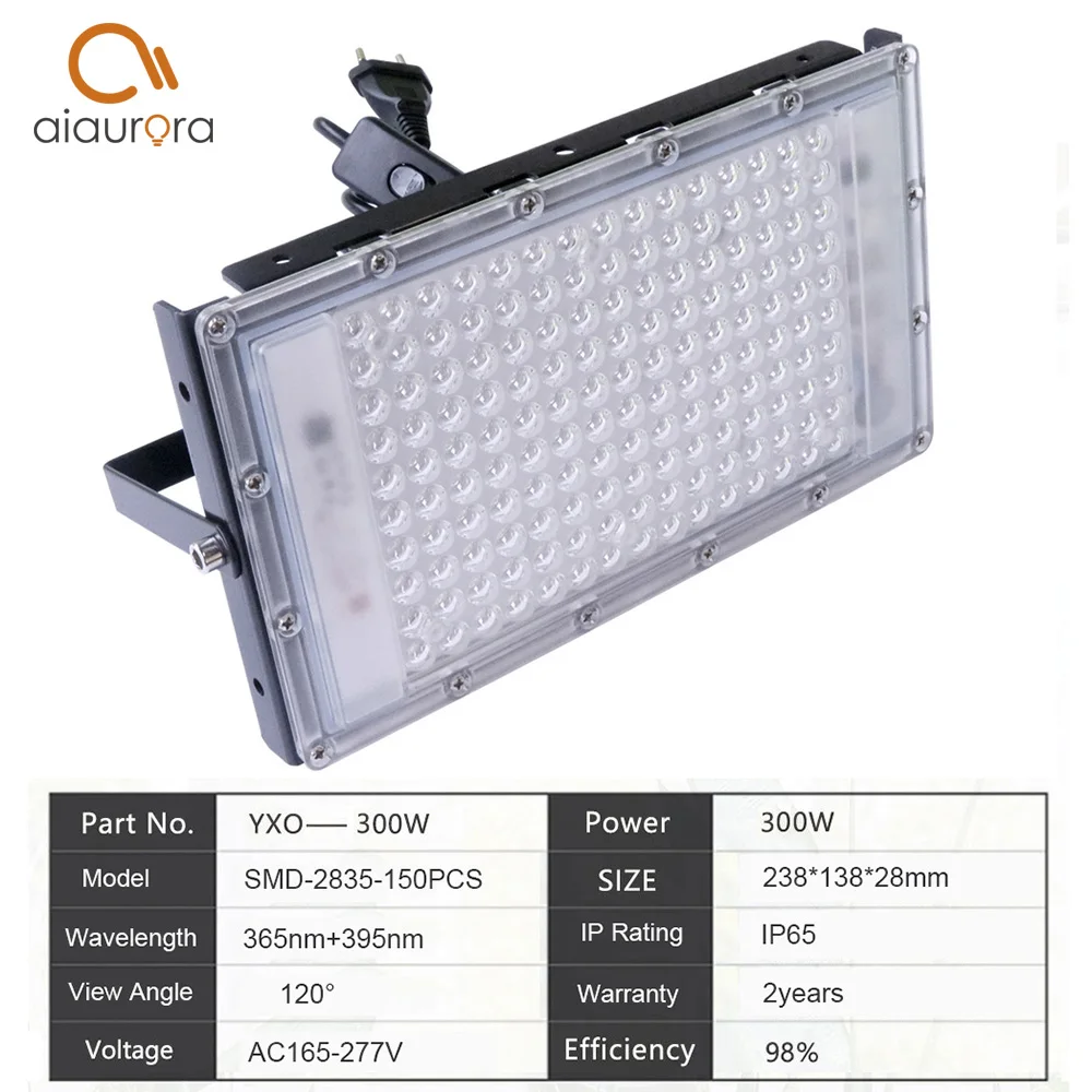 39nm 400nm Led الأشعة فوق البنفسجية الكاشف 220 فولت مقاوم للماء Ultravilet مصباح الأشعة فوق البنفسجية LED رقاقة 50 واط 100 واط 200 واط تأثير الفلورسنت الطرف المرحلة الخلفية