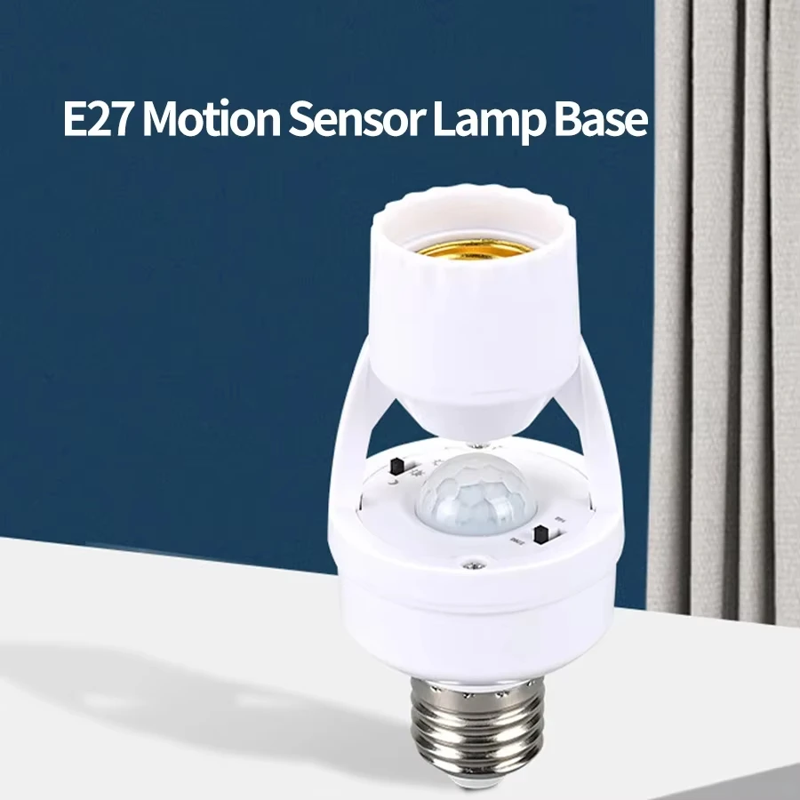 E27 PIR LED Induction Sensor Adapter Smart Motion Sensor Light Bulb Holder Lamp Base Automatic Converter