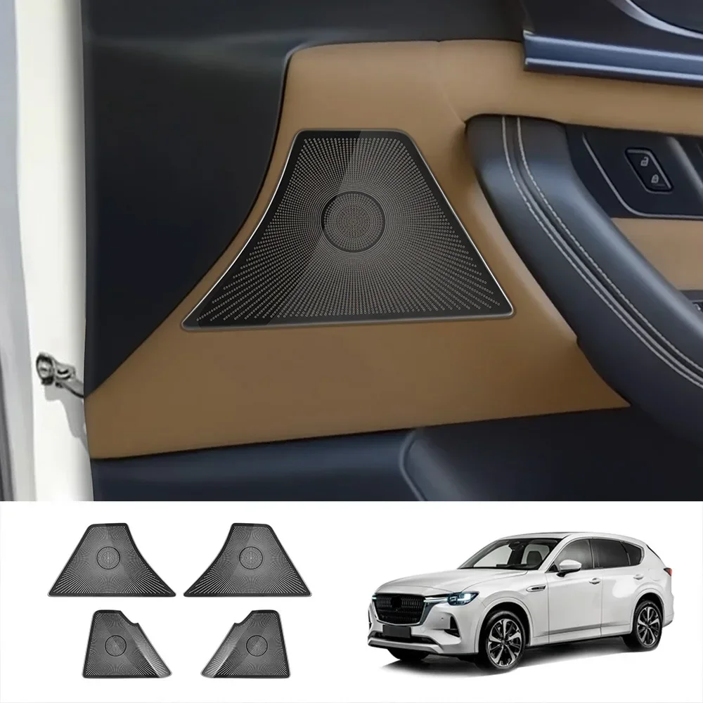 

RHD для Mazda CX60 cx 60 2022 2023 2024, четырехдверная крышка аудиодинамика из нержавеющей стали, наклейка на громкий динамик, розетки, накладка