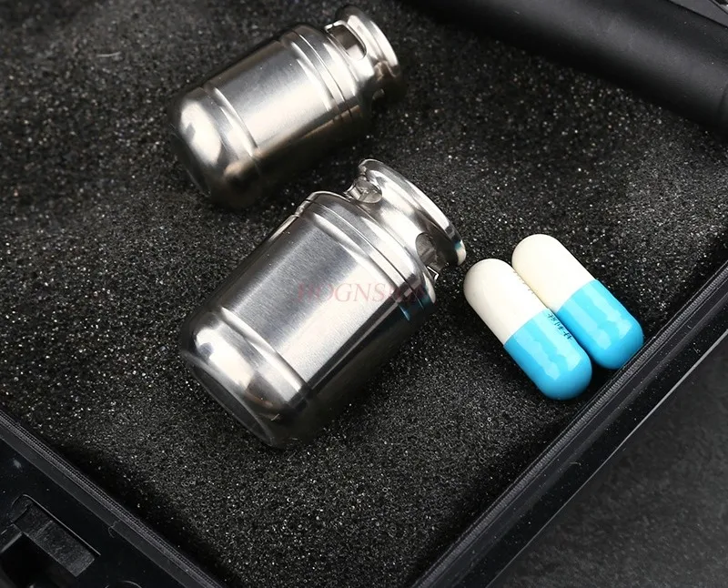 Portable pure titanium mini medicine bottle with waterproof compartment for storing small medicine boxes