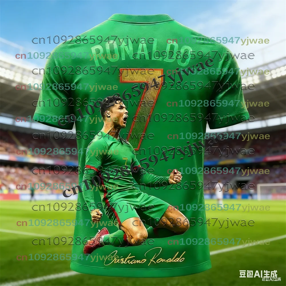 26 New Football Jersey 3D Printed NO.7 Ronaldo Boys Girls Training Women's Sports Breathable Short Sleeve Men's/Kids T-shirt Top view 2