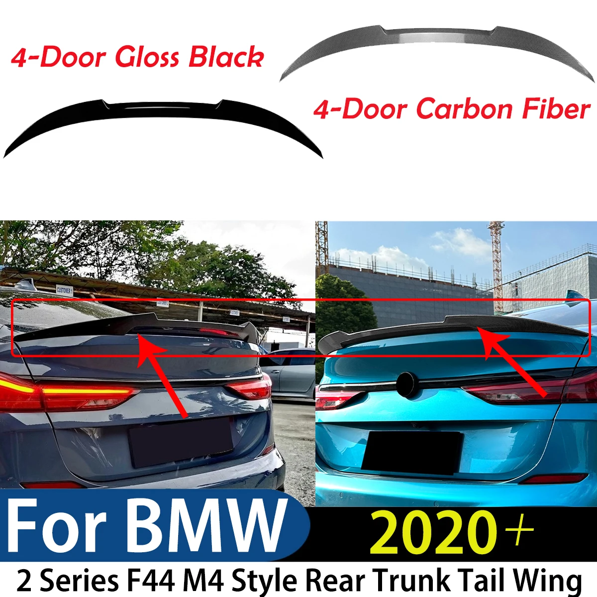 لسيارات Bmw 2 Series F44 2020 إلى UP M4 Style 4-Door Car الخلفي الجذع سبويلر الجناح الشفاه بوديكيت تعديل الضبط الخارجي #1