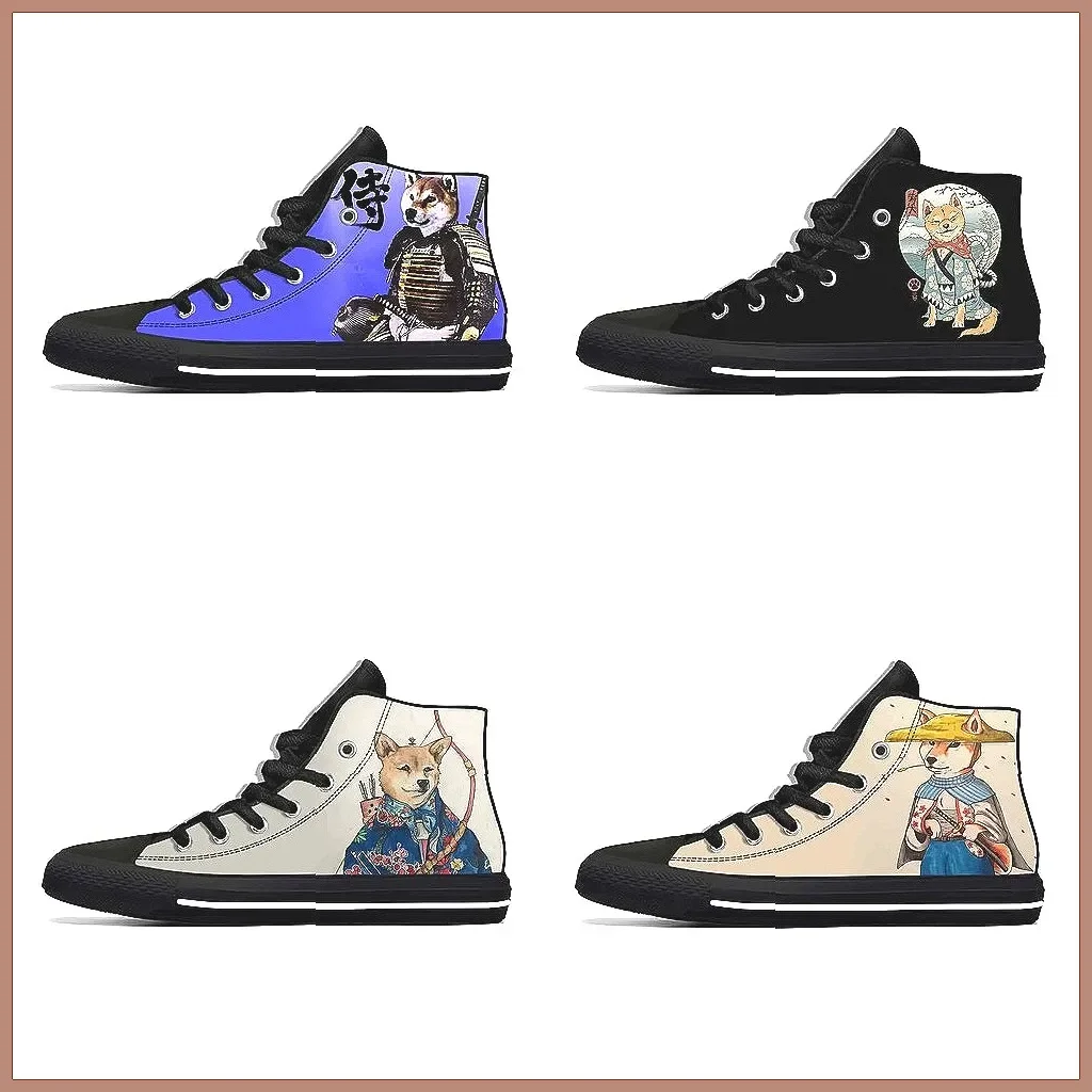 

Высокие кроссовки Anime Shiba Inu Samurai, дышащая легкая повседневная обувь для мужчин и женщин