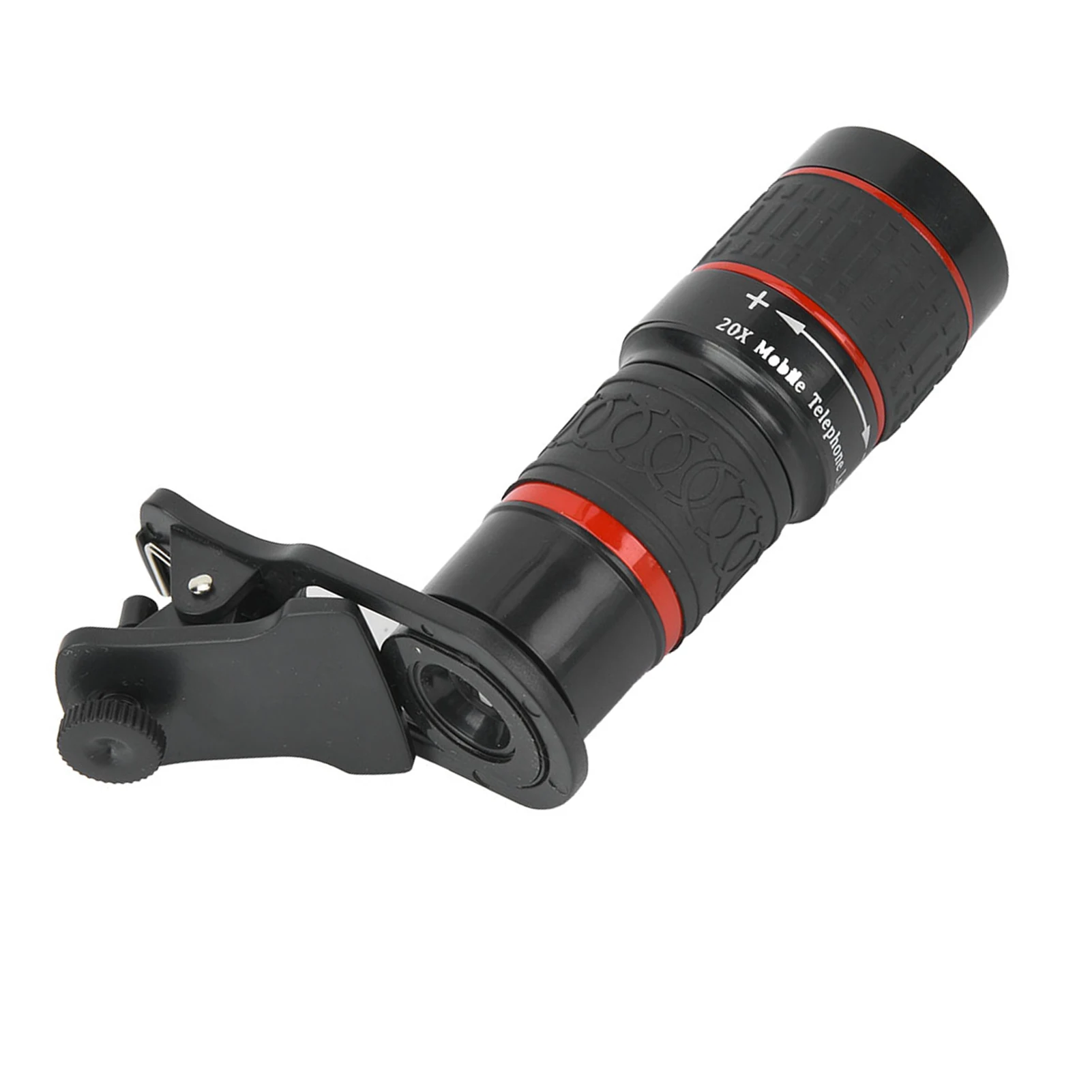 عدسة تليفوتوغرافي طويلة التركيز مع مشبك ، 20X ، تكبير ، هاتف ذكي ، كمبيوتر لوحي ، كمبيوتر ، أسود
