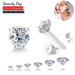 Serenity D Color Moissanite Stud Ear For Women S925 Sterling Silver Sparkling Screw Earrings Plated 18K Fine Jewelry Wholesale