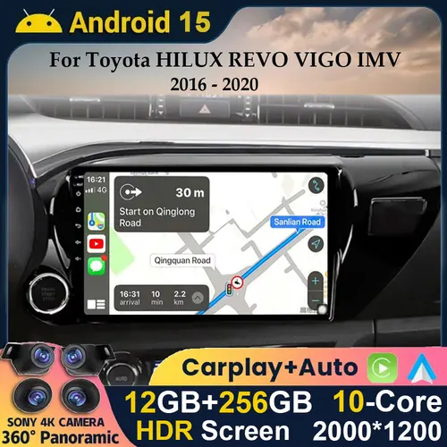 Android 15 Auto Carplay para Toyota HILUX IGO IMV REVO V2016 2017 2018 2019-2020 Radio de coche Multimedia GPS Navi reproductor WIFI estéreo