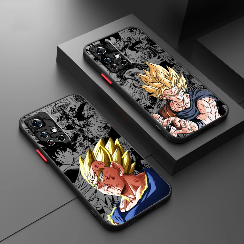 Capa de Telefone Translúcido Fosco, Anime D-Dragon Ball, Son Goku, Redmi Note 13, 12, 12S, 12T, 11, 11T, 11E, 10, 10S, 9 Pro Plus, 5G