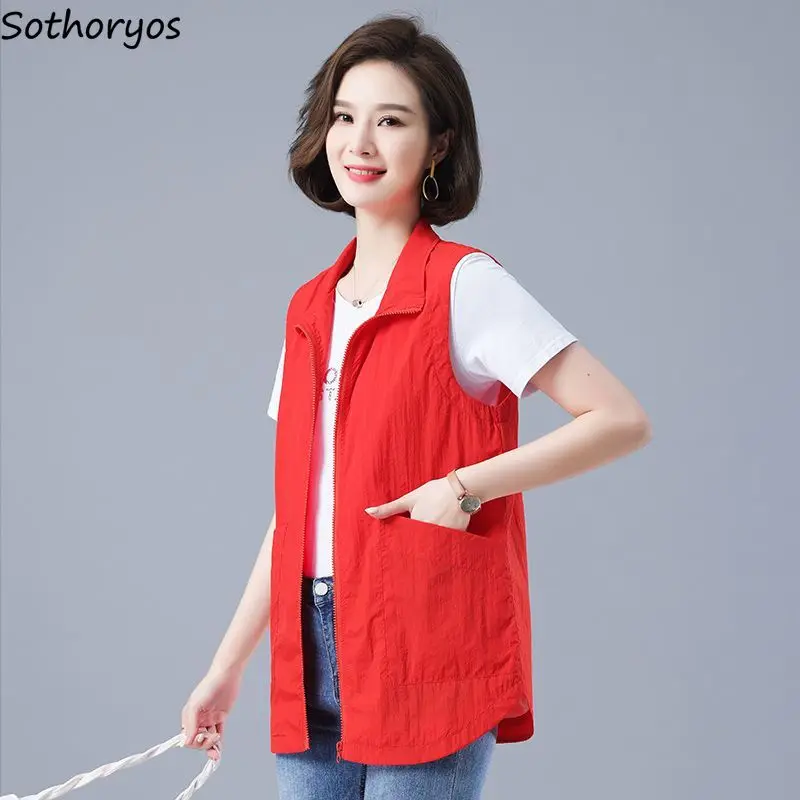

5 Colors Vests Women Baggy All-match Summer Elegant Mom Clothes Simple Office Ladies Gentle Fashion Leisure Daily Sleeveless Ins
