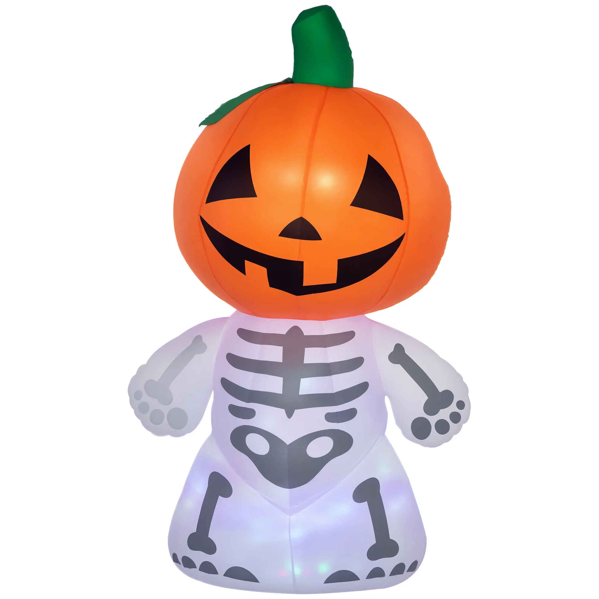 6-Foot Inflatable Halloween Pumpkin Figure with Smiling Expression, with Led Lights for Outdoor Display
